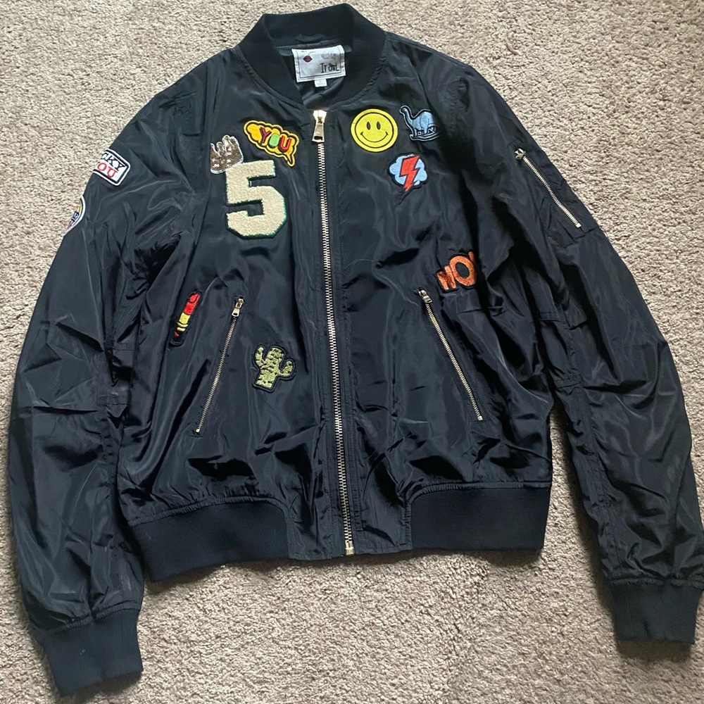 Cute Dinosaur Patch Bomber Jacket - image 1